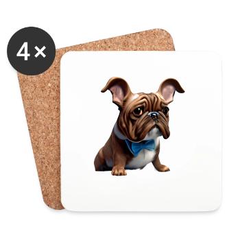 Propriétaires de chiens Chien Bulldog Chiens Propriétaires de chiens - Dessous de verre (lot de 4) - blanc - Devant