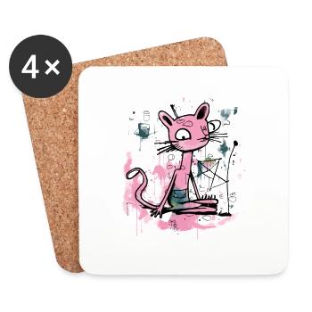 Jok der rosarote Panther - Untersetzer (4er-Set) - Weiß - Vorne