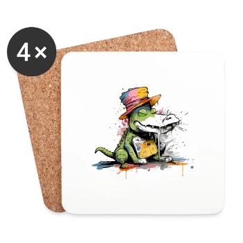 Lokoo the alligator - Coasters (set of 4) - white - Front