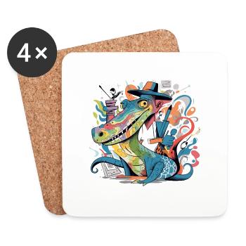 Izidi, der Alligator - Untersetzer (4er-Set) - Weiß - Vorne