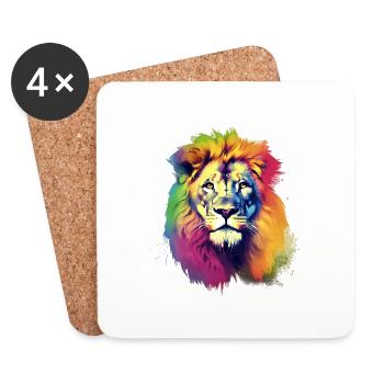La fierté du lion - Dessous de verre (lot de 4) - blanc - Devant