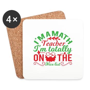 I m a math teacher I m totally on the nice list - Coasters (set of 4) - white - Front