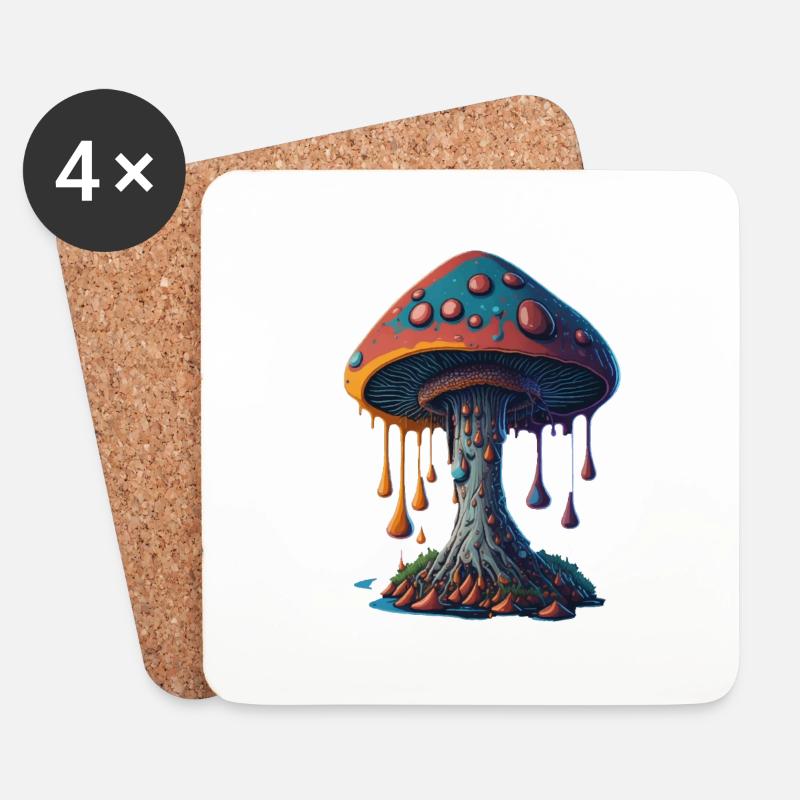 Pilz - Untersetzer (4er-Set) - Weiß