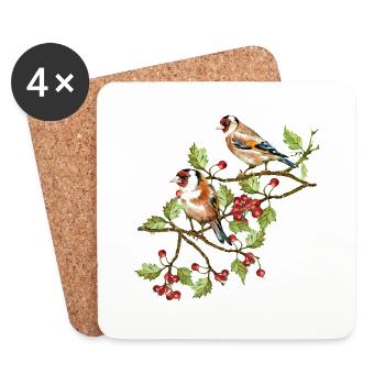 Bunte Vögel - Untersetzer (4er-Set) - Weiß - Vorne