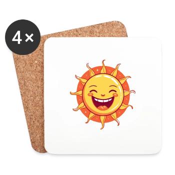 Soleil souriant: Un soleil mignon et amical - Dessous de verre (lot de 4) - blanc - Devant