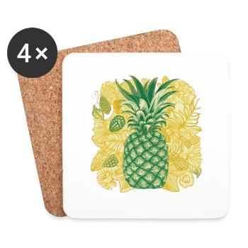 Tropische Fiesta: Ananas-Party! - Untersetzer (4er-Set) - Weiß - Vorne