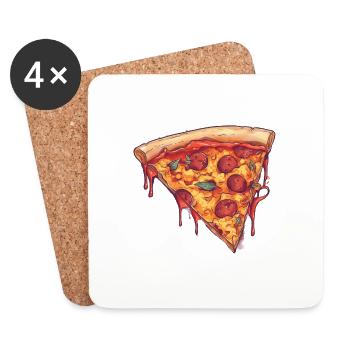 Pizza Passion: une tranche alléchante! - Dessous de verre (lot de 4) - blanc - Devant