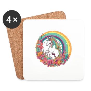 Enchanted Rainbow: Magical Unicorn - Coasters (set of 4) - white - Front