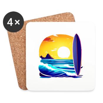 Surfer Surfbrett surfen Surferin Wellenreiten - Untersetzer (4er-Set) - Weiß - Vorne