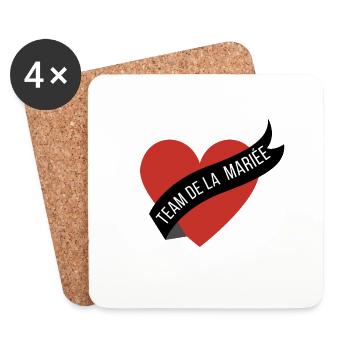 Team La mariée cœur rouge et ruban - Dessous de verre (lot de 4) - blanc - Devant