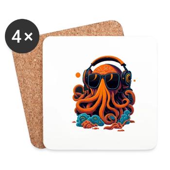 Oktopus mit Sonnenbrille - Untersetzer (4er-Set) - Weiß - Vorne