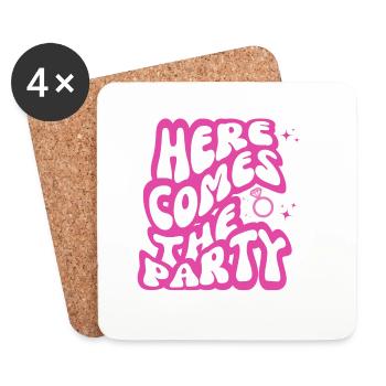 Here comes the Party -team of the bride - Coasters (set of 4) - white - Front