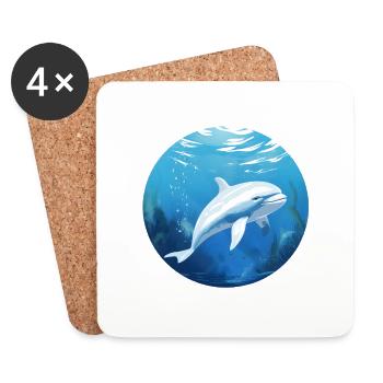 White Dolphin - Coasters (set of 4) - white - Front
