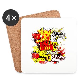 Graffiti style Splash hip hop couleurs peintre couleur - Dessous de verre (lot de 4) - blanc - Devant