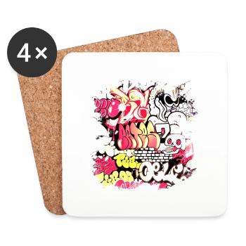Graffiti style Splash hip hop colors painter color - Coasters (set of 4) - white - Front