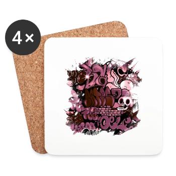 Graffiti style Splash hip hop couleurs peintre couleur - Dessous de verre (lot de 4) - blanc - Devant