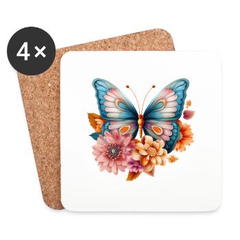 beautiful, imaginatively drawn butterfly - Coasters (set of 4) - white - Front