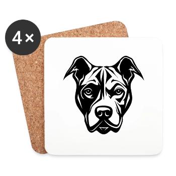Pitbull - Coasters (set of 4) - white - Front