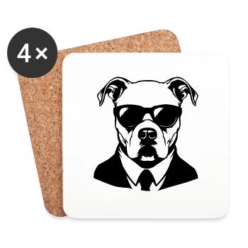 Pitbull - Coasters (set of 4) - white - Front