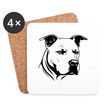 Pitbull - Coasters (set of 4) - white - Front