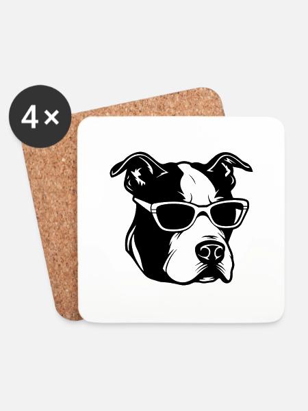 Pitbull - Untersetzer (4er-Set) - Weiß