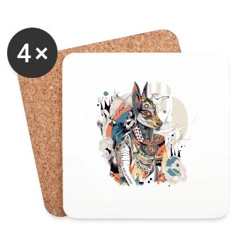 Zako le dieu renard - Dessous de verre (lot de 4) - blanc - Devant