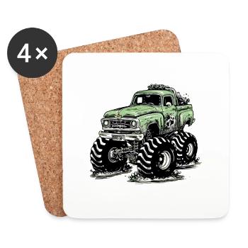 Monster truck Greencam - Dessous de verre (lot de 4) - blanc - Devant