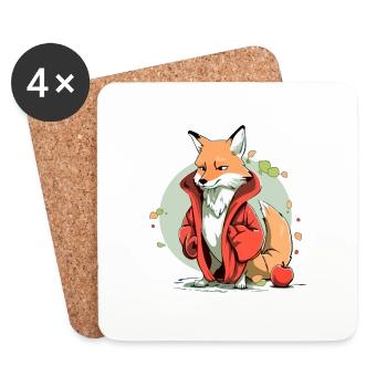 Zulo der Fuchs - Untersetzer (4er-Set) - Weiß - Vorne