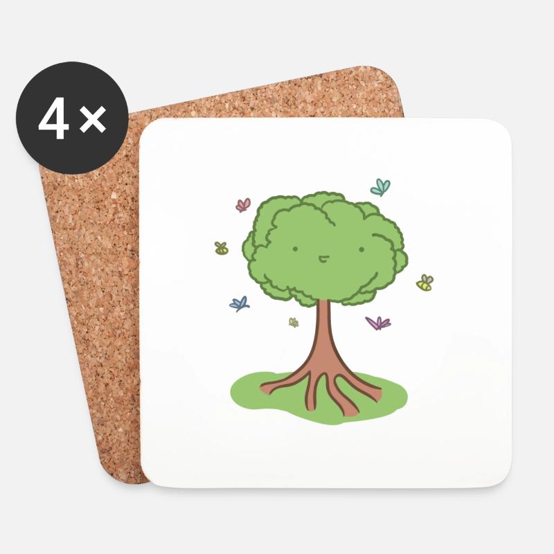 Süßer Baum - Untersetzer (4er-Set) - Weiß