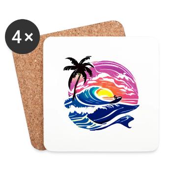surfer surfer surf surfing surfboard - Coasters (set of 4) - white - Front