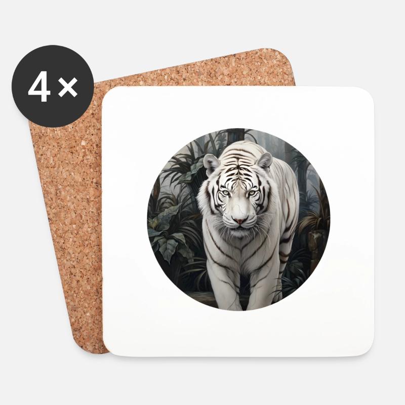 Weißer Tiger - Untersetzer (4er-Set) - Weiß