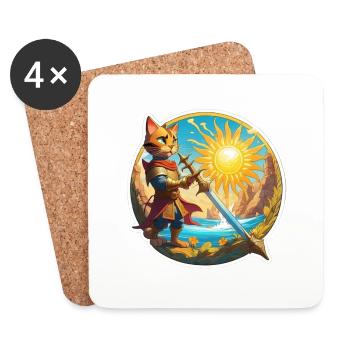 swordscat of beach of summer - Coasters (set of 4) - white - Front