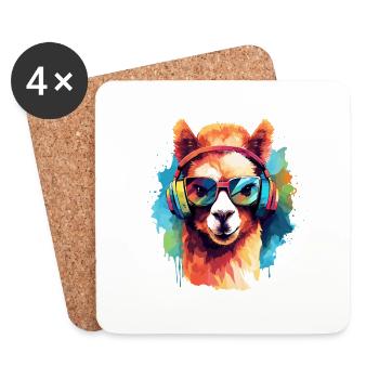 Funky Alpaga Rainbow Art - Dessous de verre (lot de 4) - blanc - Devant