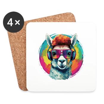 Crazy Alpaga Rainbow Art - Dessous de verre (lot de 4) - blanc - Devant