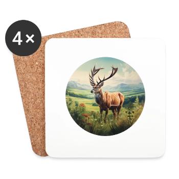Red Deer - Coasters (set of 4) - white - Front
