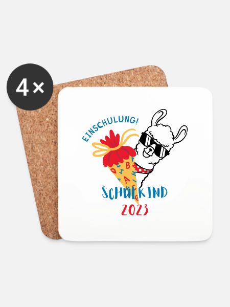 Schulstart-Schulkind-Schulanfang - Untersetzer (4er-Set) - Weiß