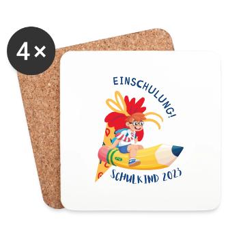 Schulkind Schulanfang zuckertüte Bleistift - Untersetzer (4er-Set) - Weiß - Vorne