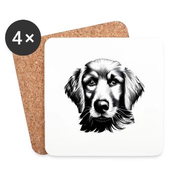 Golden Retriever Hundewelpe Hunde Hundebesitzer - Untersetzer (4er-Set) - Weiß - Vorne