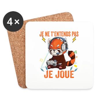 Je joue je n'entends pas Gaming gamer cadeaux - Dessous de verre (lot de 4) - blanc - Devant
