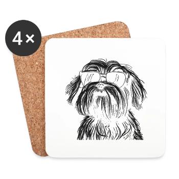 Hund mit Sonnenbrille - Untersetzer (4er-Set) - Weiß - Vorne