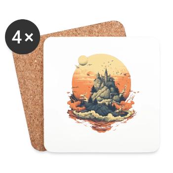 Mysterious castle on top of a mountain - Coasters (set of 4) - white - Front