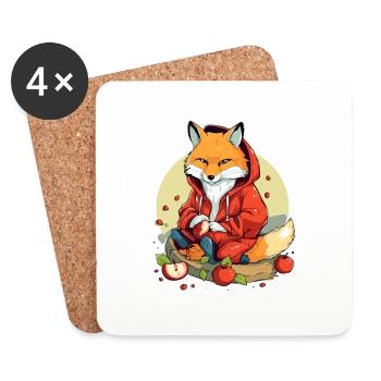Pomo le renard - Dessous de verre (lot de 4) - blanc - Devant
