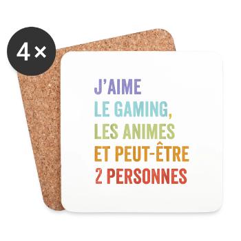 Humour jeux video homme Gamer Geek Anime Japonais - Dessous de verre (lot de 4) - blanc - Devant