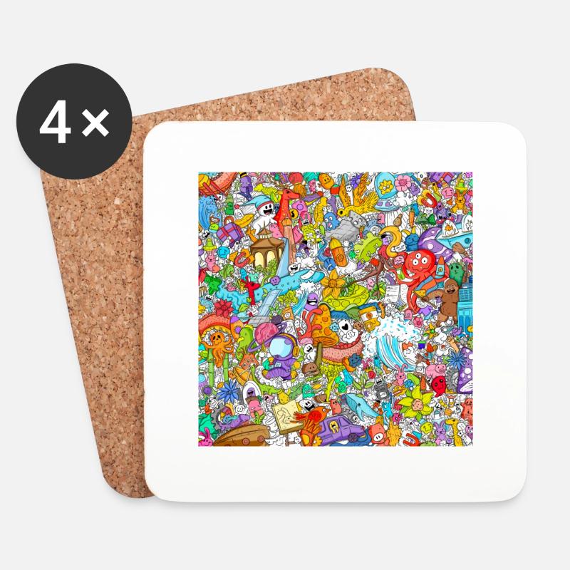 Kids Drawing - Untersetzer (4er-Set) - Weiß