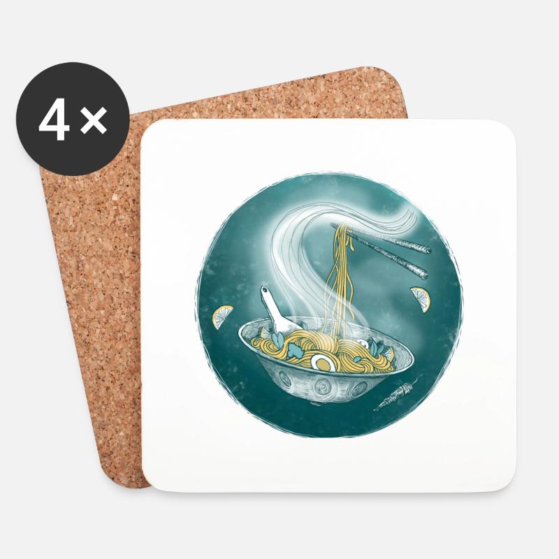 Handpan als Wok - Untersetzer (4er-Set) - Weiß