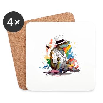 Moli the alligator painter - Coasters (set of 4) - white - Front