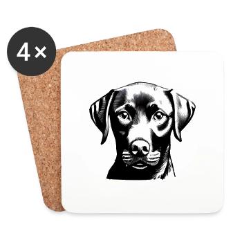 Chiot Labrador propriétaire Labrador Retriever - Dessous de verre (lot de 4) - blanc - Devant