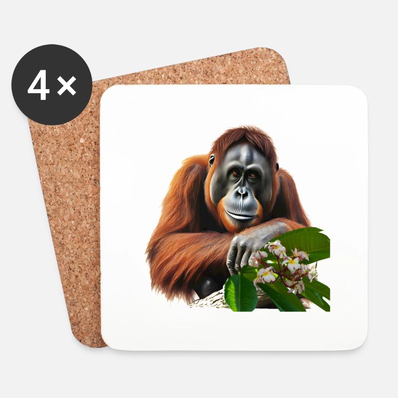 Orang-Utans leben oft nur noch in Gefangenschaft - Untersetzer (4er-Set) - Weiß