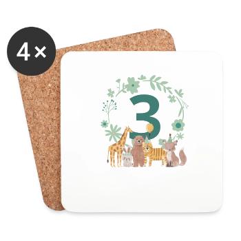 3rd anniversary - third anniversary animals - Coasters (set of 4) - white - Front
