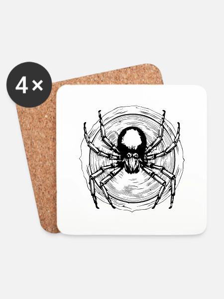 Spinne Spinnen Tiere - Untersetzer (4er-Set) - Weiß